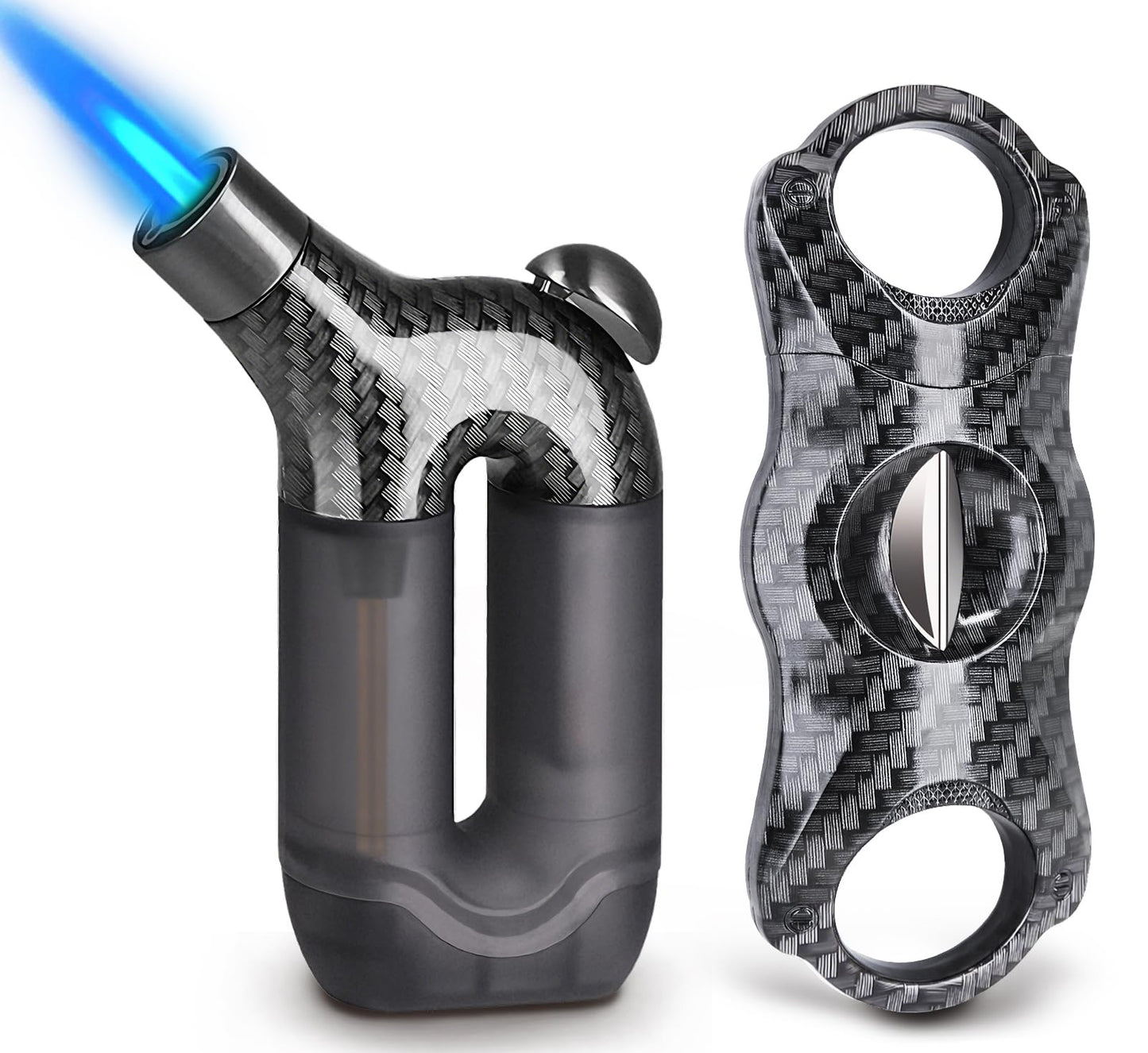 Luxgaze Torch Lighter Set Butane Gas Refillable Lighter Windproof Single Jet Torch Lighters Adjustable Flame Torch Pocket Lighter for Camping Grill BBQ Outdoor (Without Fuel)