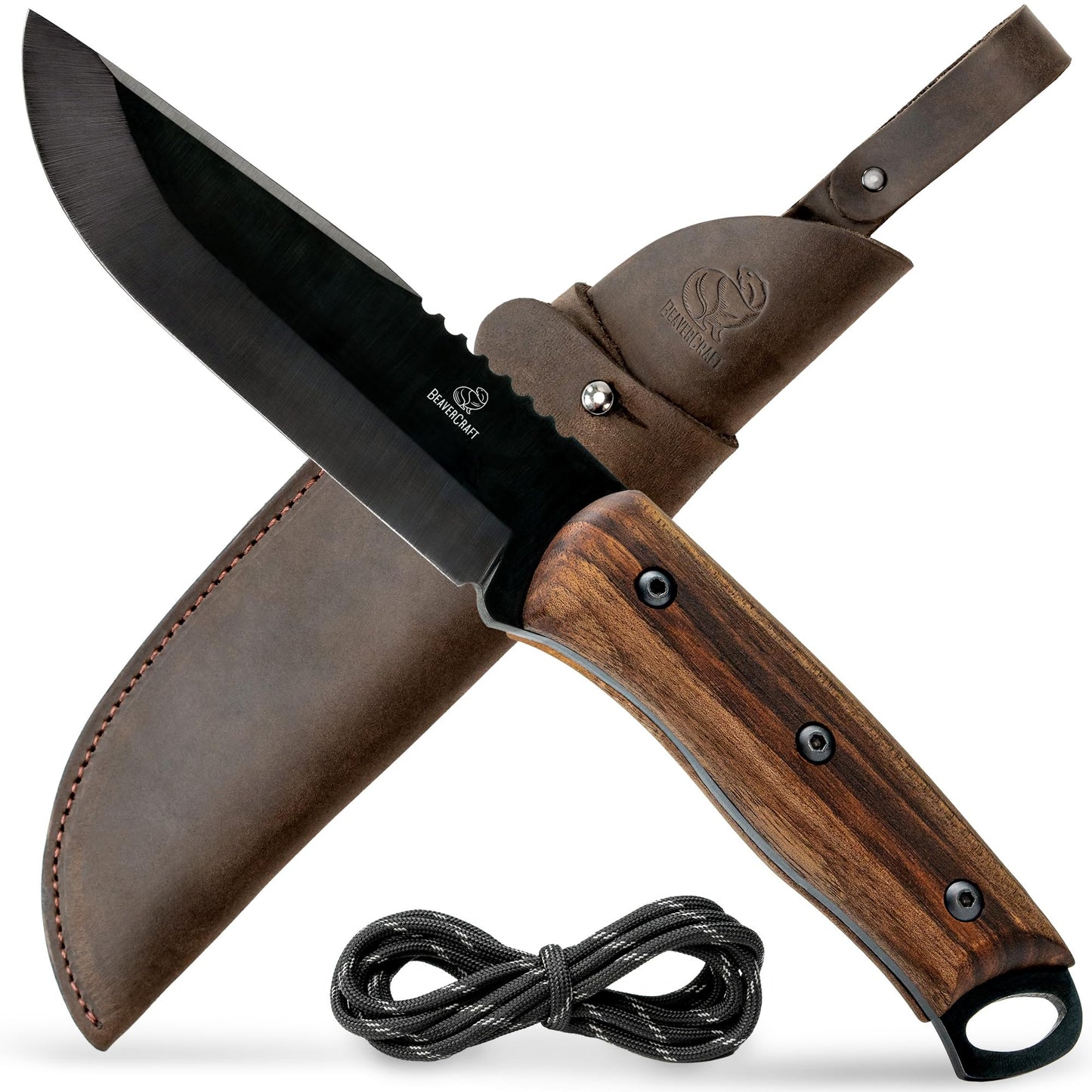 BeaverCraft Bushcraft Knife Full Tang Fixed Blade Camping Knife Survival Knife - Camp Knife Carbon Steel - Bush Knife with Sheath for Belt BSH4 Dusk Hiking Knife Camping Knives & Tools Bushcraft Gear