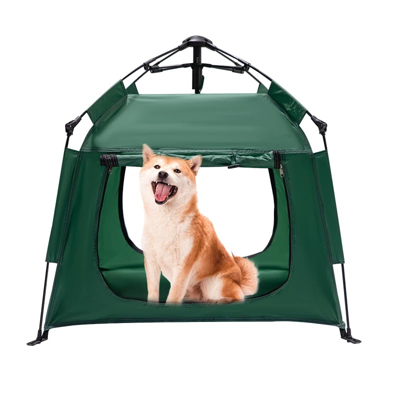 ASFANES Outdoor Waterproof Pet Automatic Camping Tent Pop up Cave Bed for Indoor Cats and Small Dogs Portable Cat House Dog House Army Green.