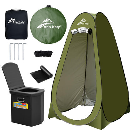 Ann Katy Portable Toilet with Pop Up Privacy TentXL Large Portable Toilet for Adults Outdoor Camping Shower Tents Changing Room Emergency Folding Toilet Tent Kit with Carry Bag for Camping/Hinking…
