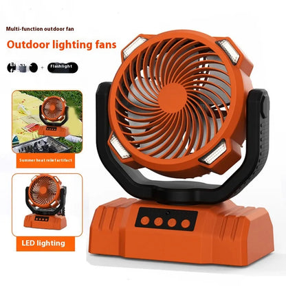 Outdoor Camping Fan with Power Bank and LED Light