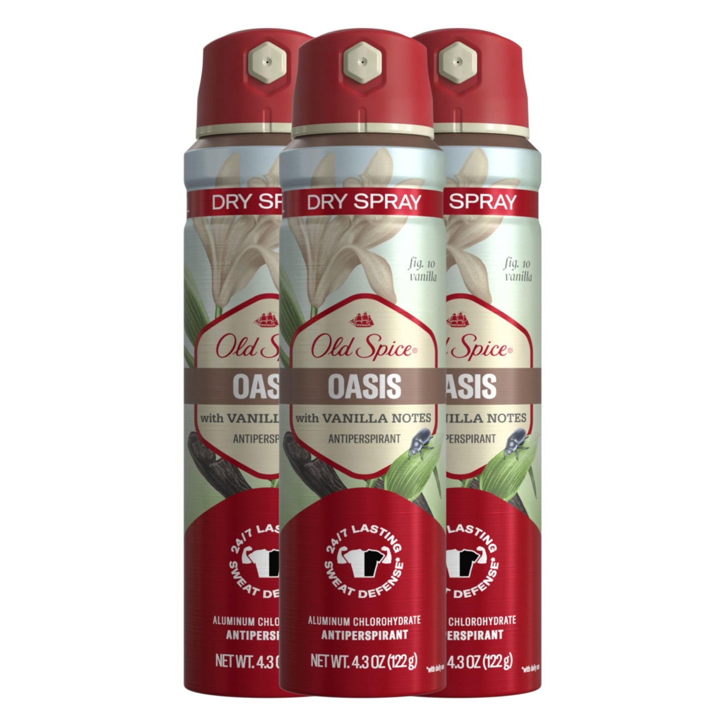 Old Spice Mens Antipespirant & Deodorant Invisible Dry Spray Oasis Scent Fresher Collection 4.3 oz (Pack of 3)
