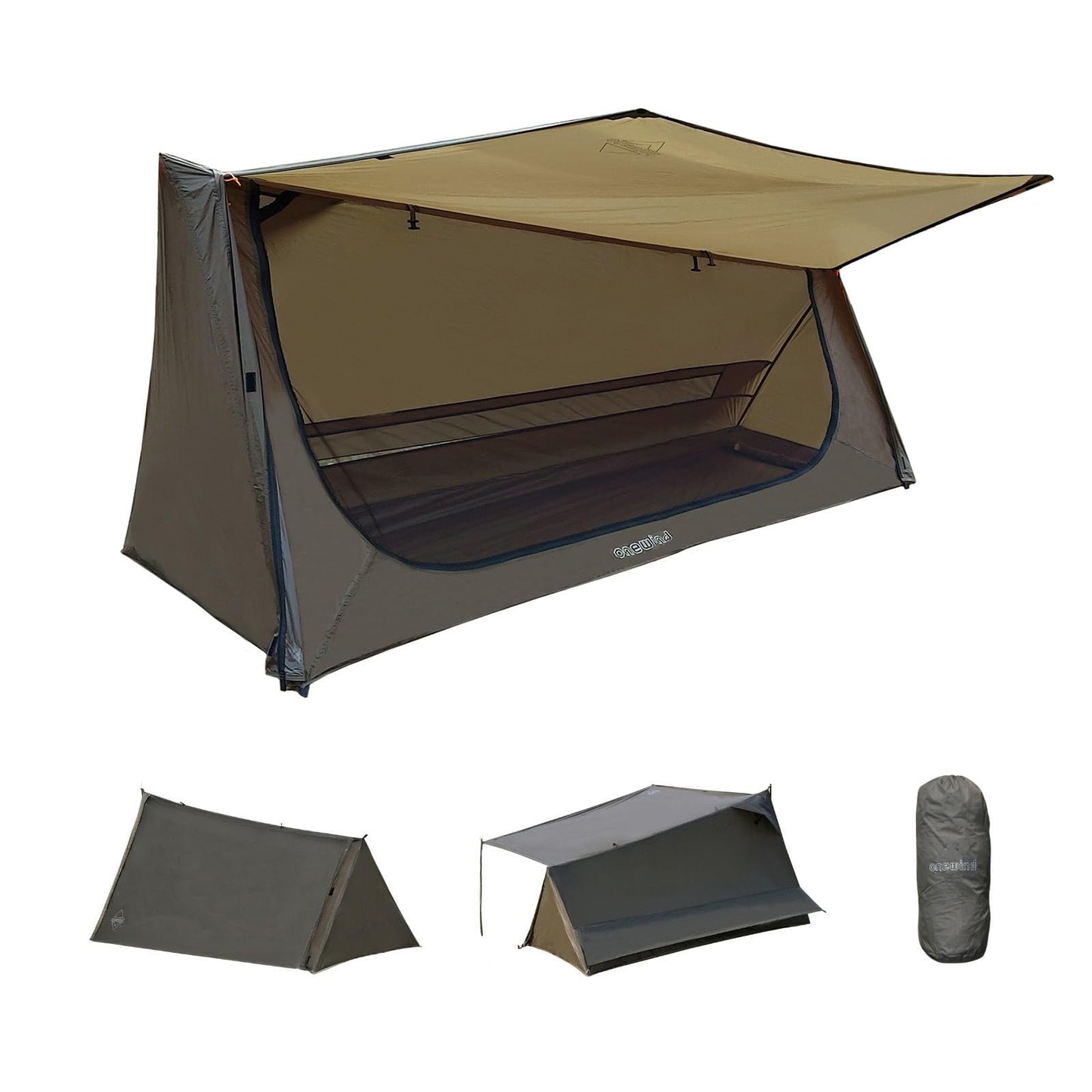 Onewind Ultralight One Person Tent Lightweight Bivy Tent for Camping 4-Season Waterproof Backpacking Tent for Hiking and Bushcraft OD Green