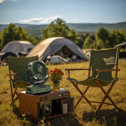 Outdoor Camping Fan with Power Bank and LED Light